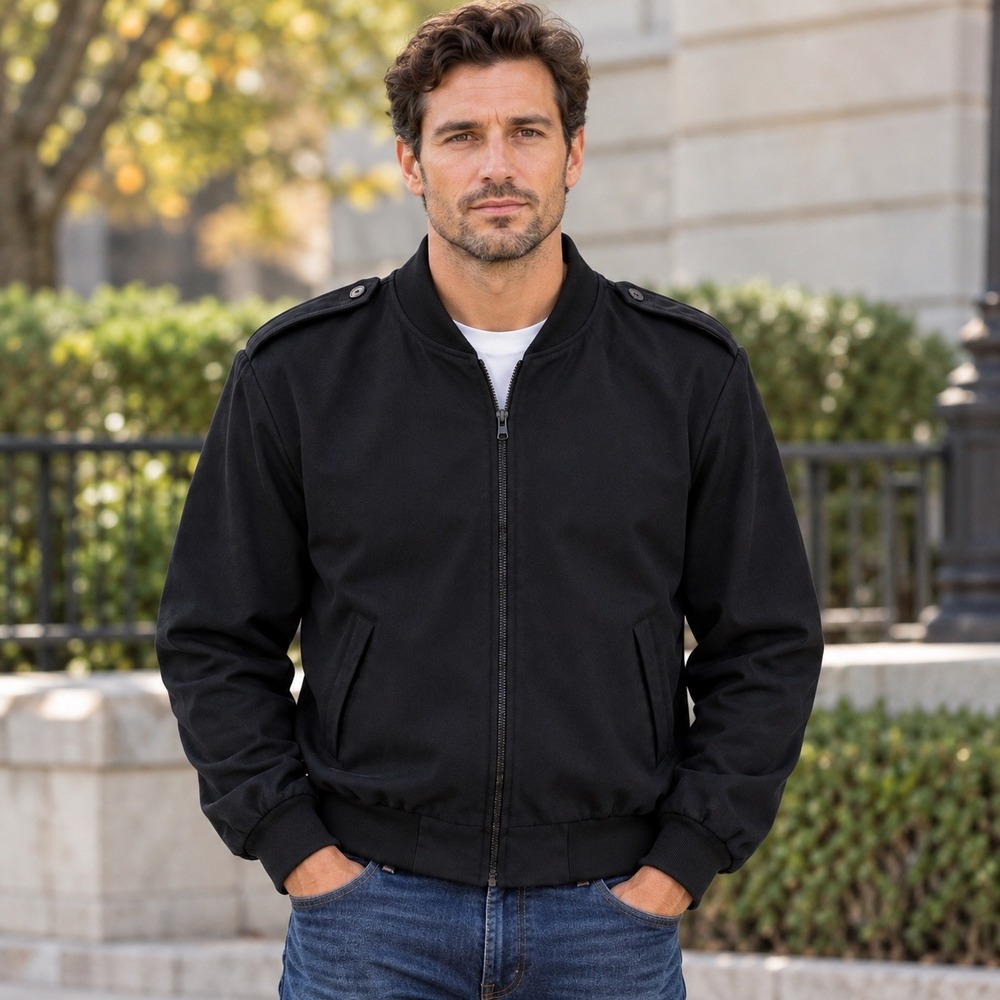 Neptune Garment Co Boston Mens 46 Black Wool Military Officer Bomber Jacket